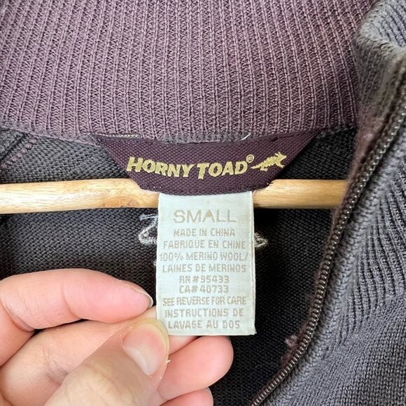 Horny Toad Men's Small Brown 100% Merino Wool Quarter Zip Pullover Sweater - Picture 7 of 7